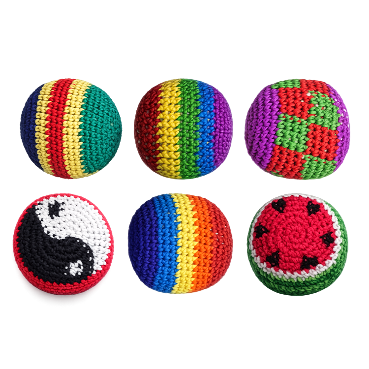 Extreme Retro Hand-Knitted Kick Pouch Footbag - 12/Display