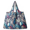 12pk Large Foldable Nylon Reusable Grocery Tote Bag Tropical Leaf Print Shopping Bag