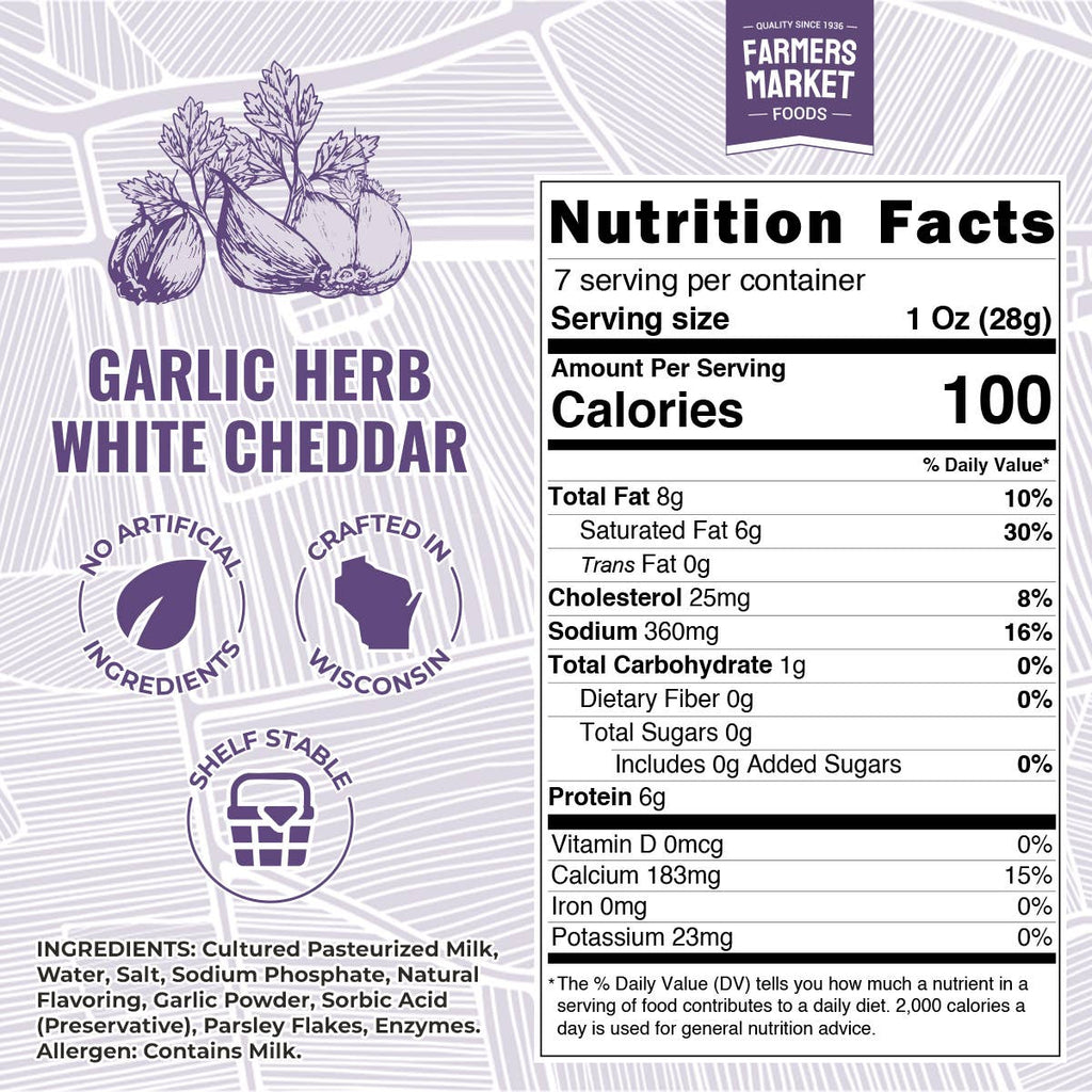 Garlic Herb White Cheddar 7oz (Shelf Stable) (12ct)
