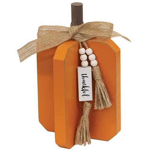 Small Fall Words Wooden Interlocking Pumpkin, 2 Assorted