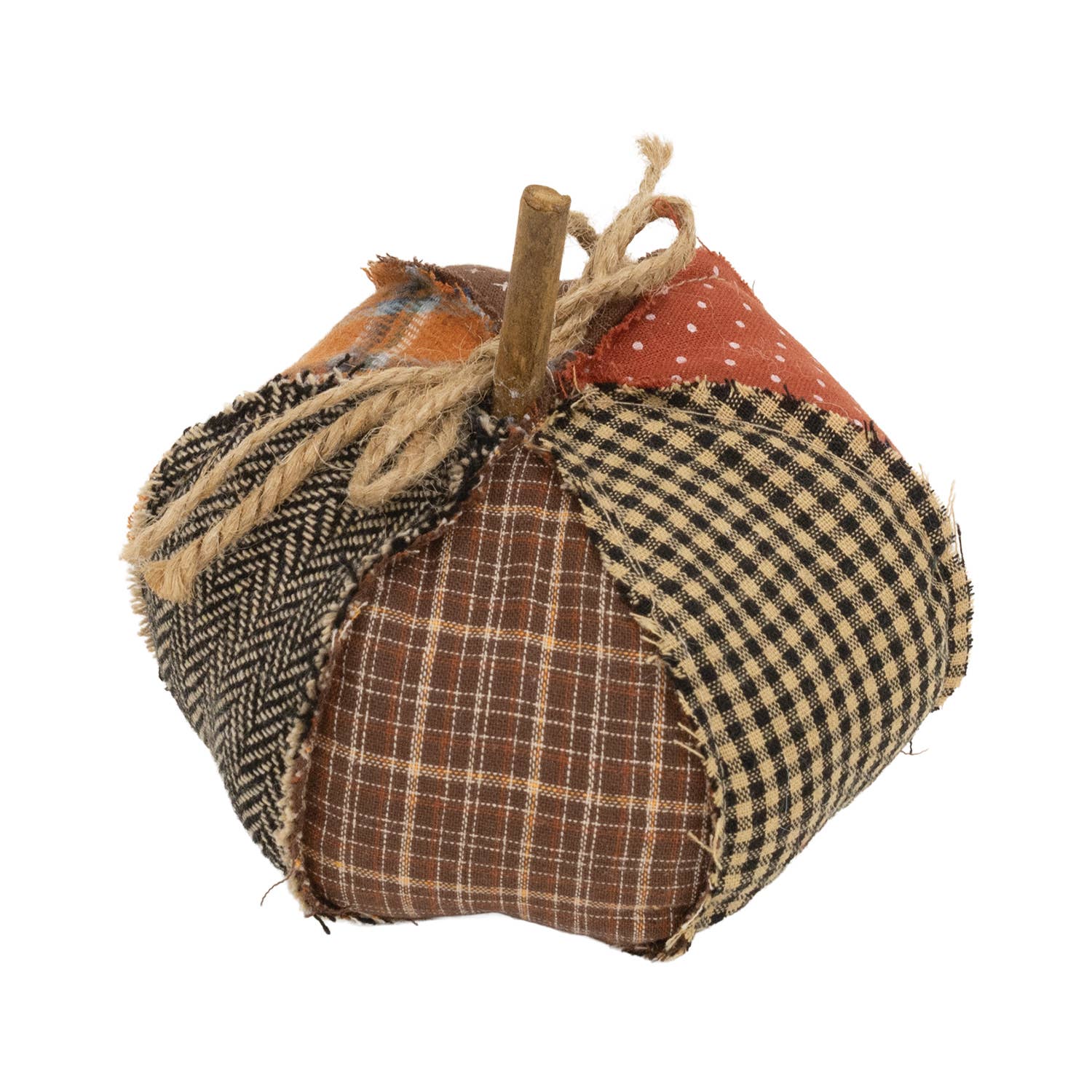 Stuffed Patchwork Pumpkin - 5"H