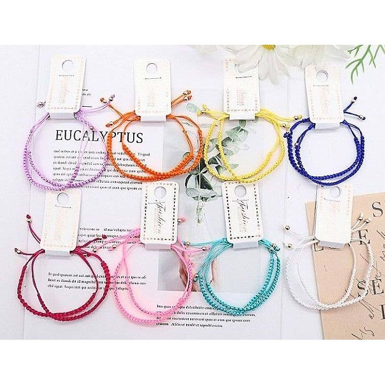 12pk Thin Rope Braided String Cord Bracelet Multi Color
