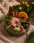 Christmas Wood Wick Candle in Wooden Bowl | Christmas Decor