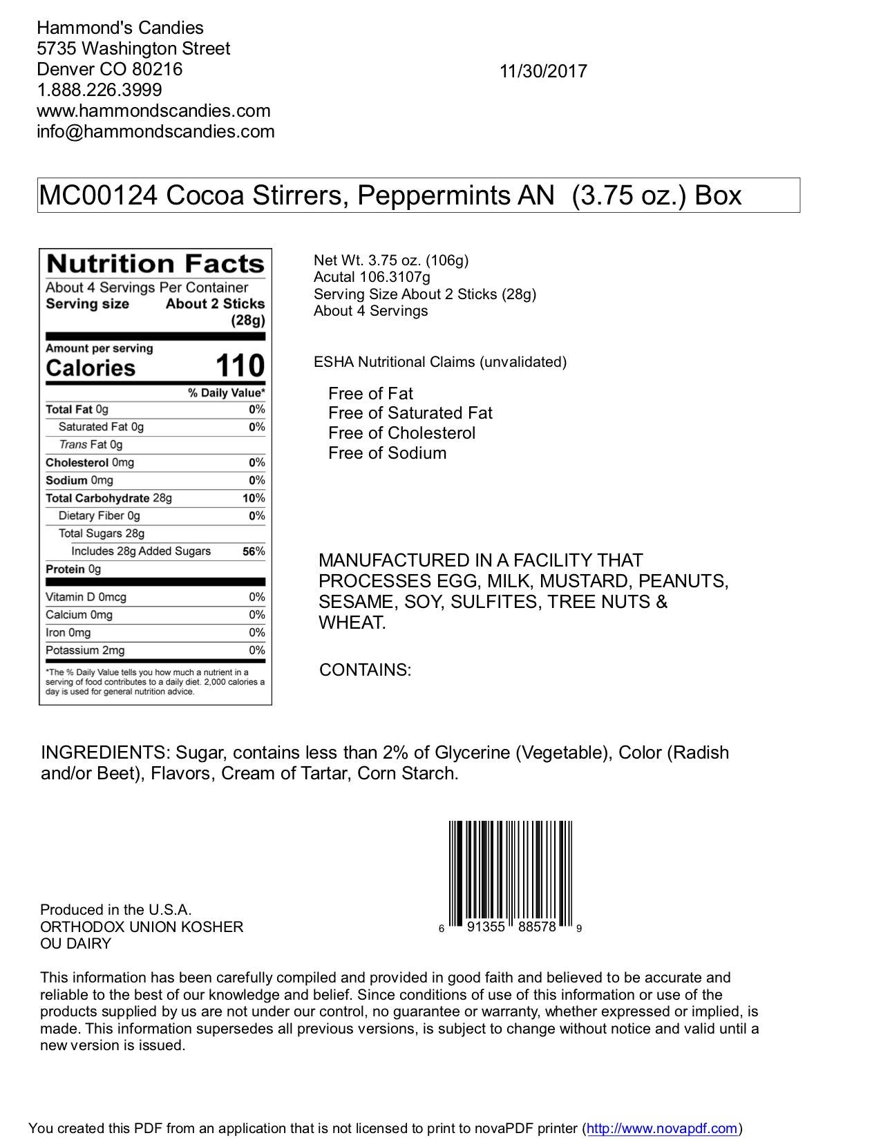 All-Natural Peppermint Cocoa Stirrers -16 Box POP Display