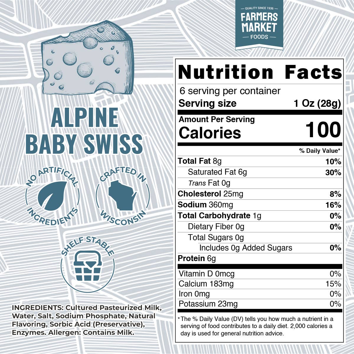 Alpine Baby Swiss Cheese 6oz (Shelf Stable)