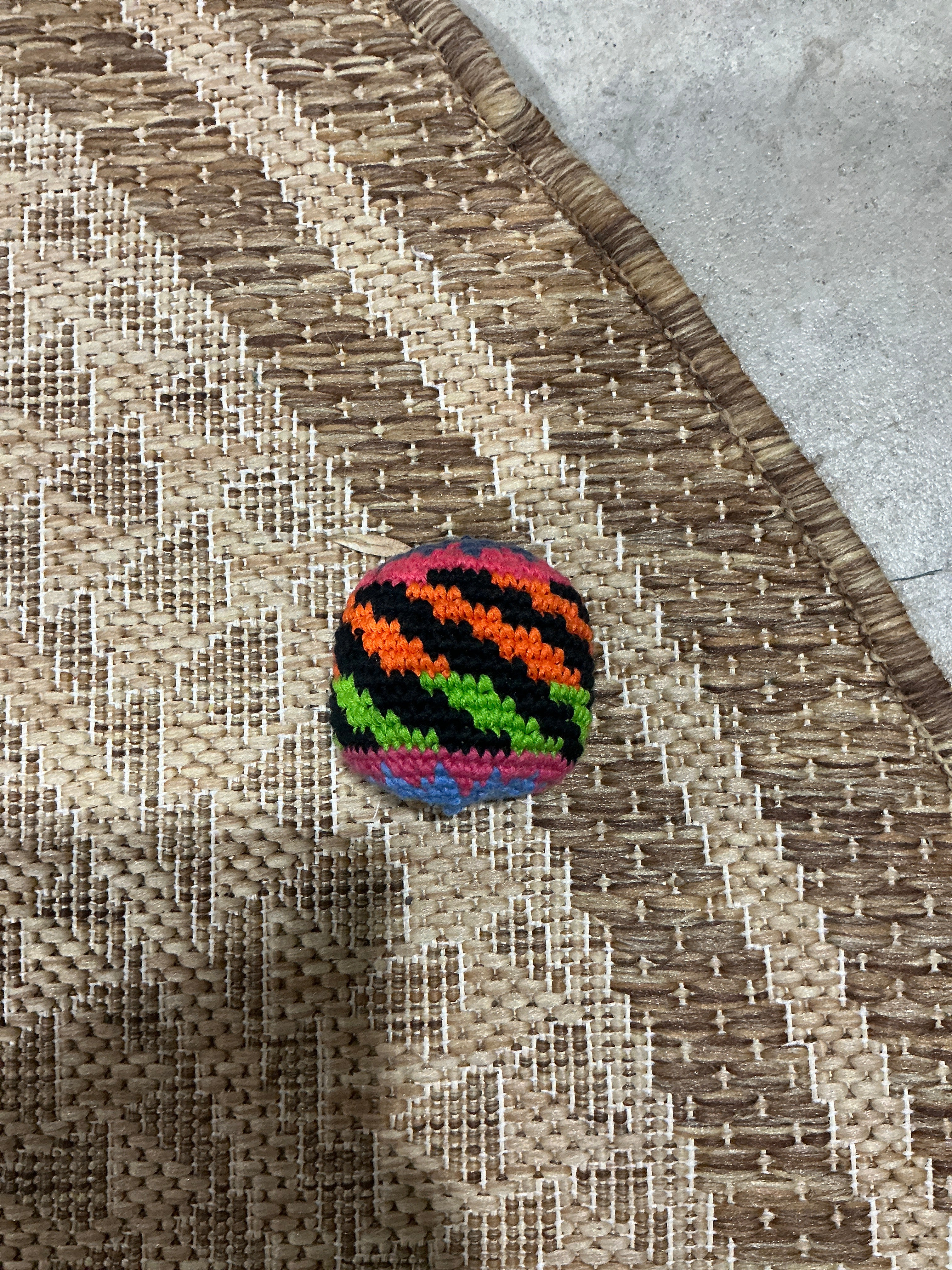 Multicolored Crochet Hacky Ball Kick Sack Toy