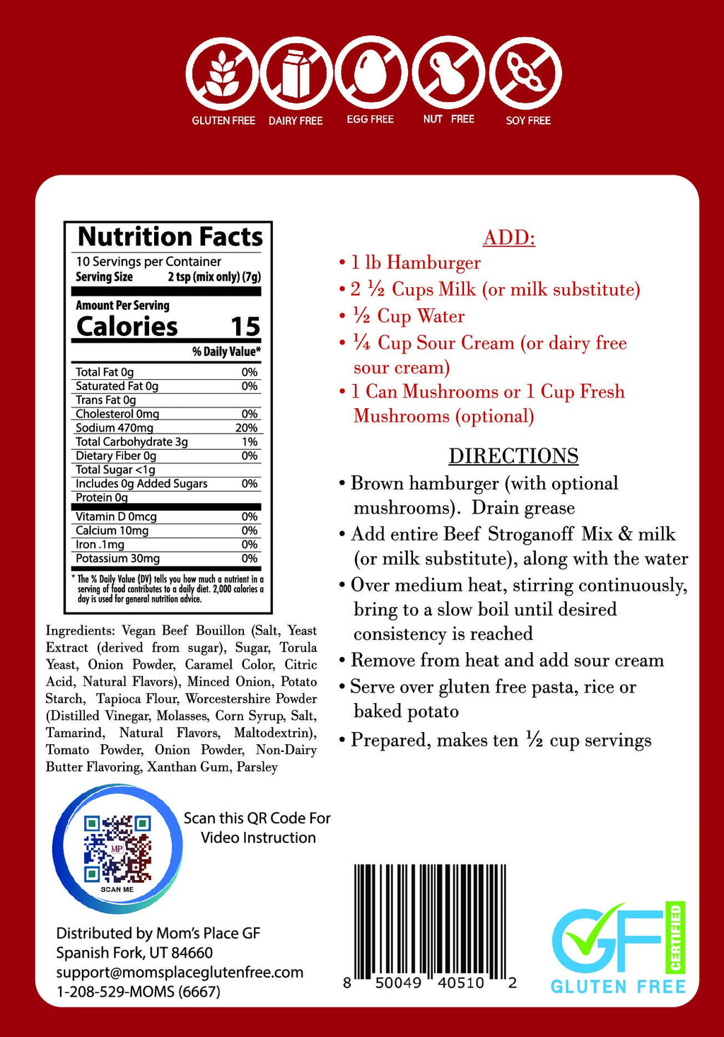 Gluten-Free Beef Stroganoff Mix