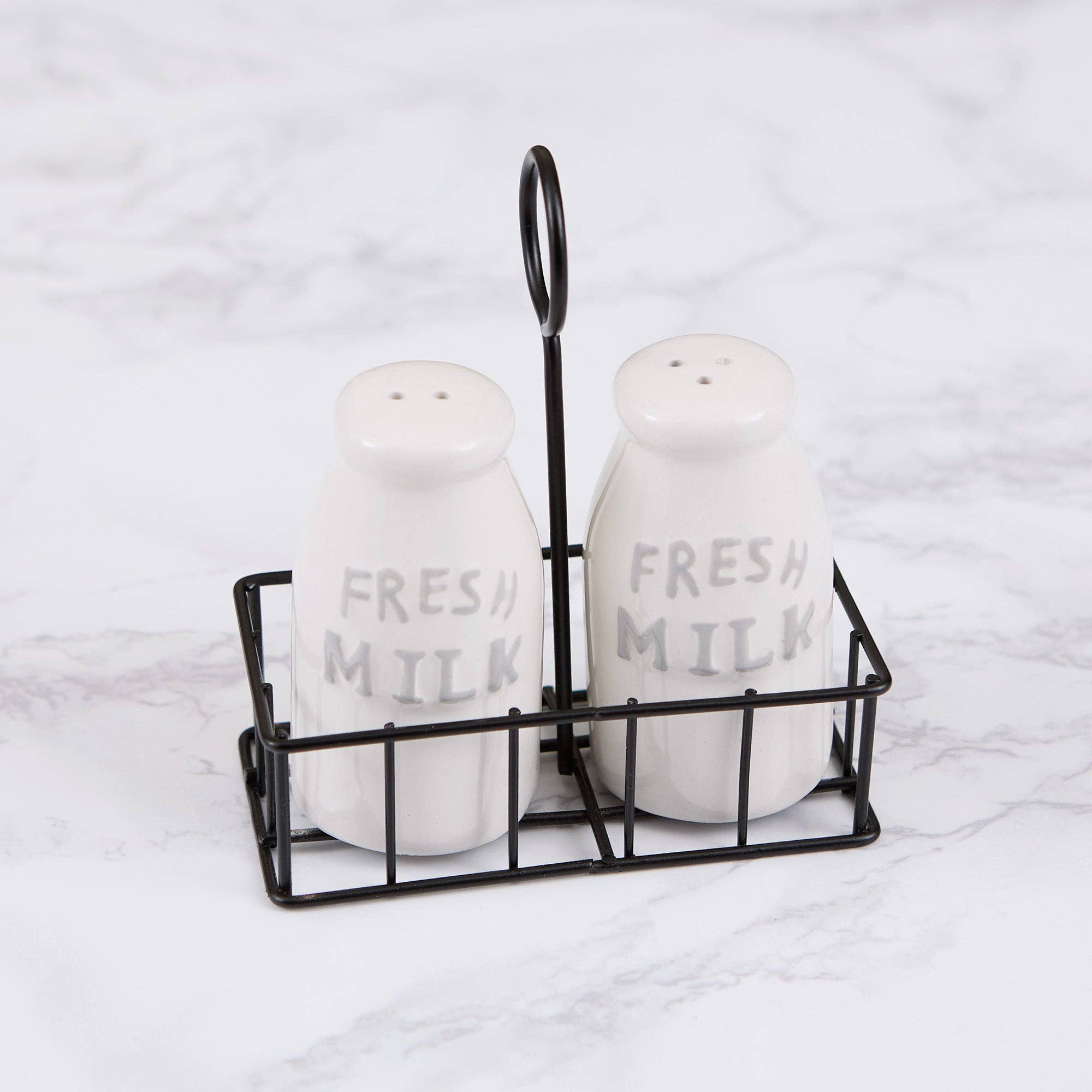Milk Bottles Ceramic Salt and Pepper Shaker Set