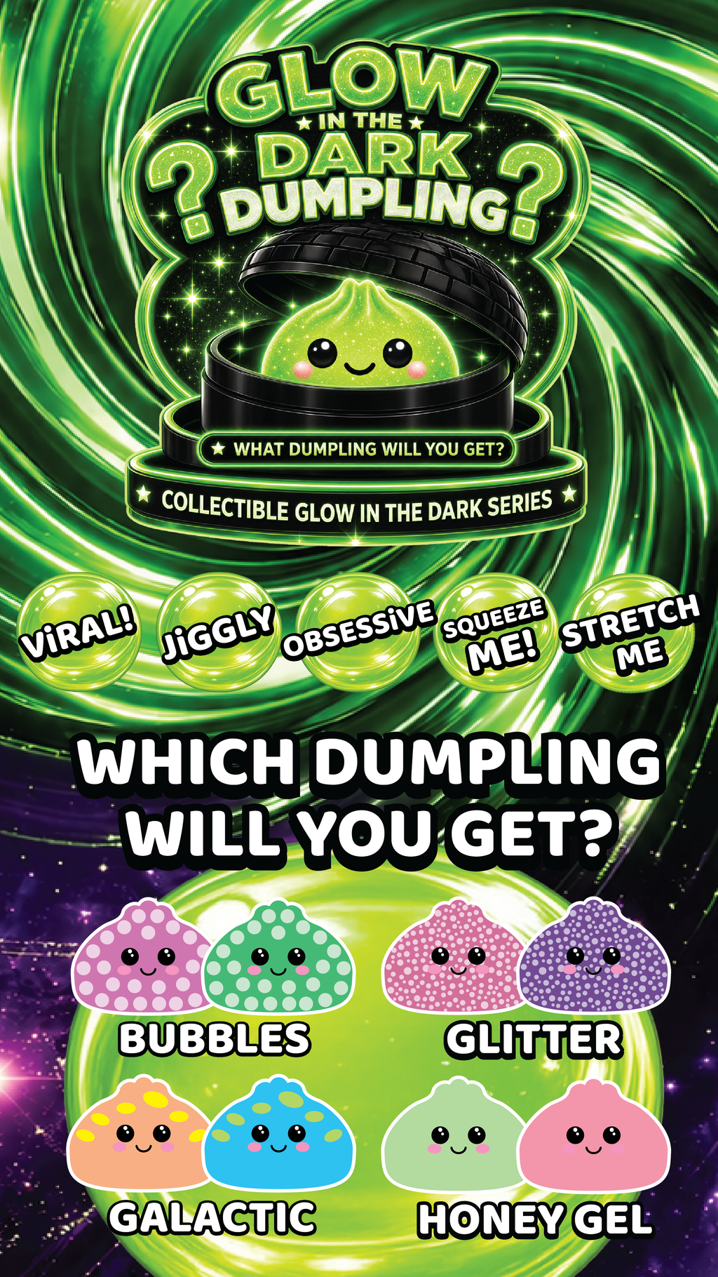 Fun Doh Glow In The Dark Mystery Dumpling Black Baskets