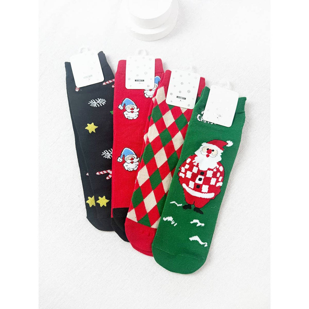 4 Kinds Assorted Christmas Theme Socks