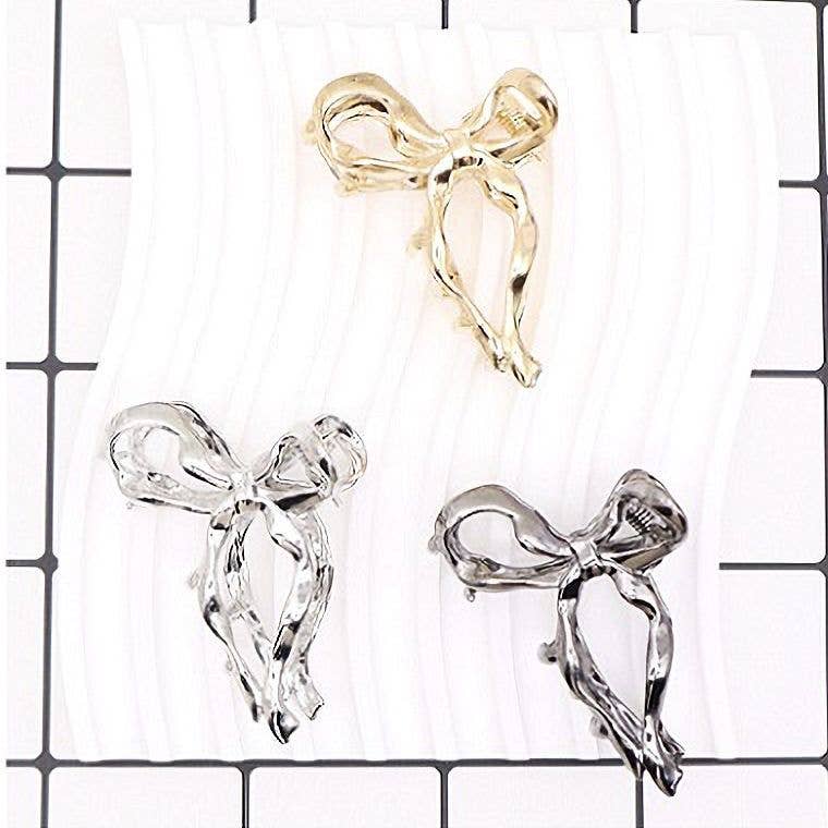 12pk Open Bow Metal Hair Claw Clip in Gold and Silver