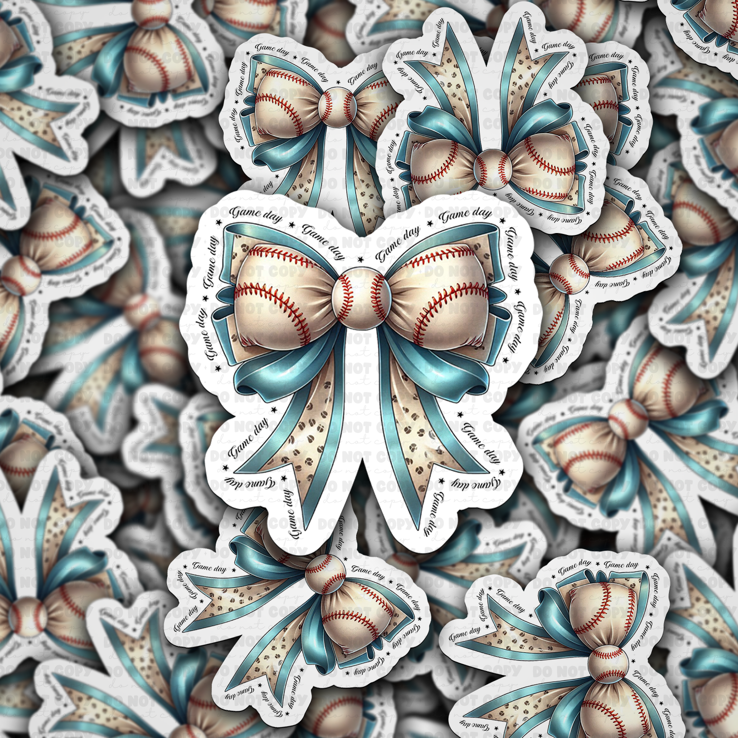 Baseball bow sticker