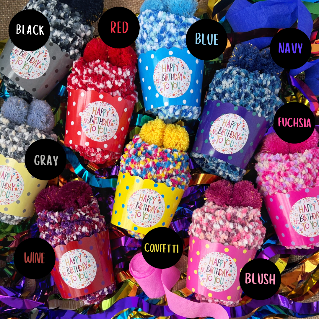 Happy Birthday Cupcake Socks - Novelty Cozy Birthday Gift