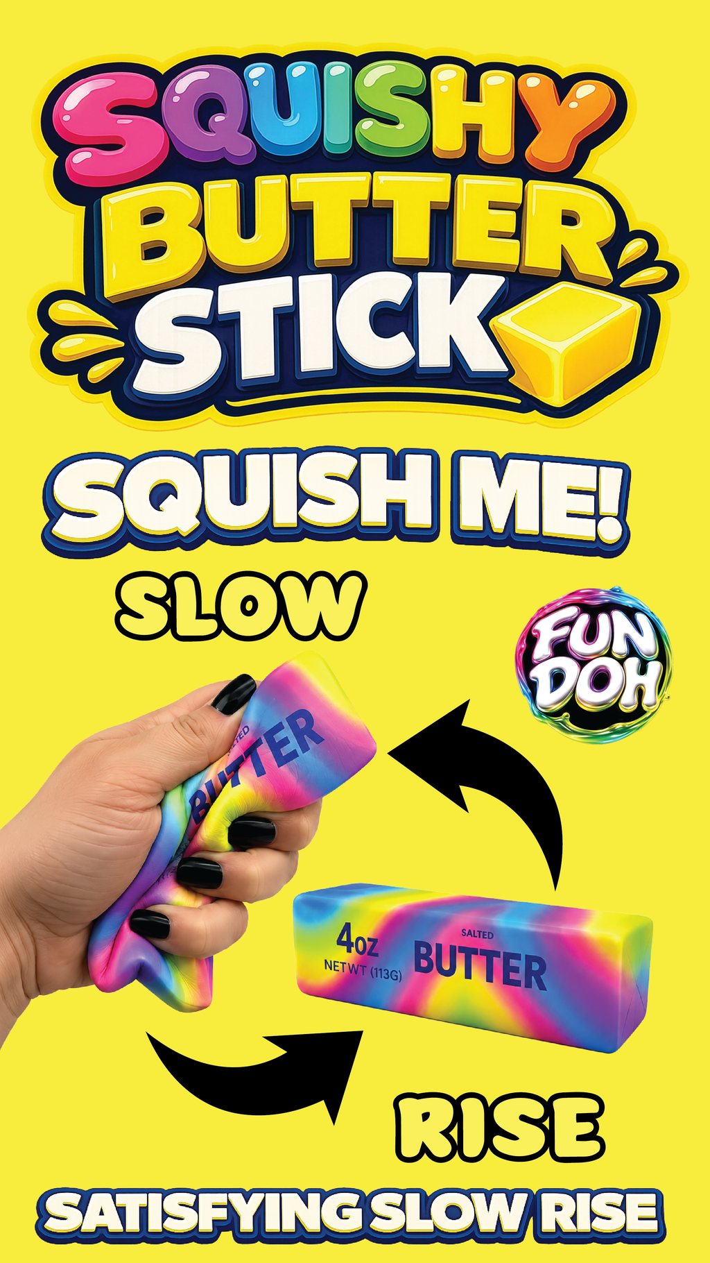Fun Doh Rainbow Butter Slow Rise Squishy - 12/Display