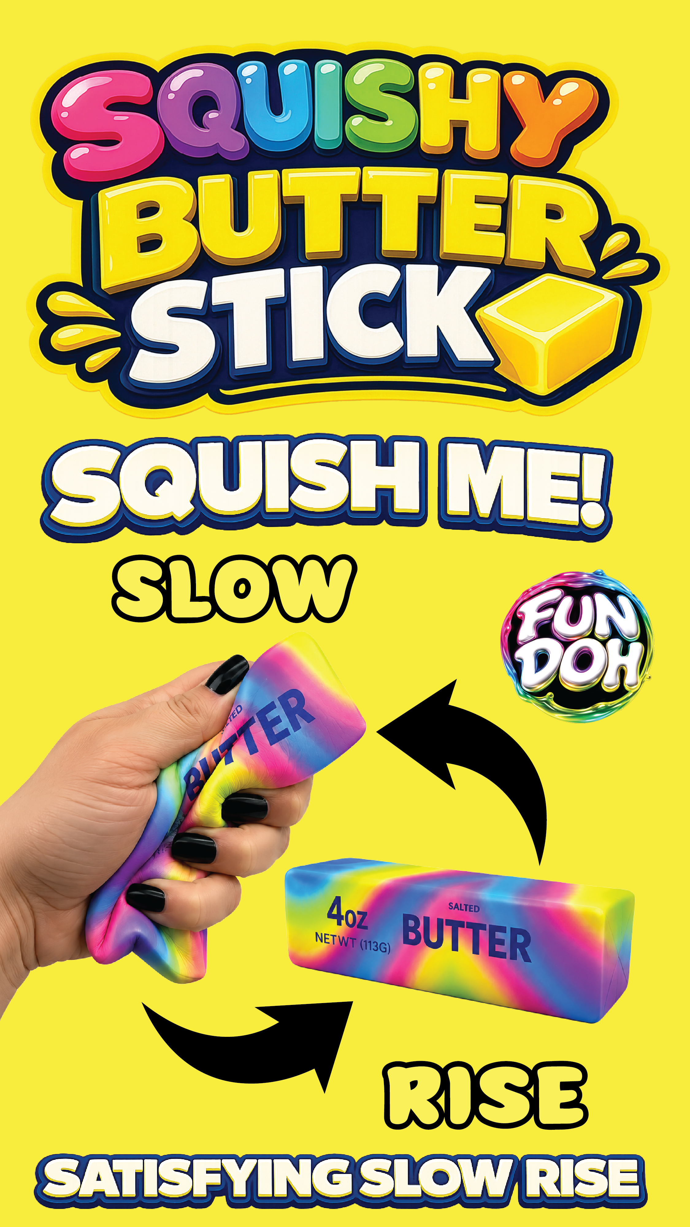 Fun Doh Rainbow Butter Slow Rise Squishy - 12/Display