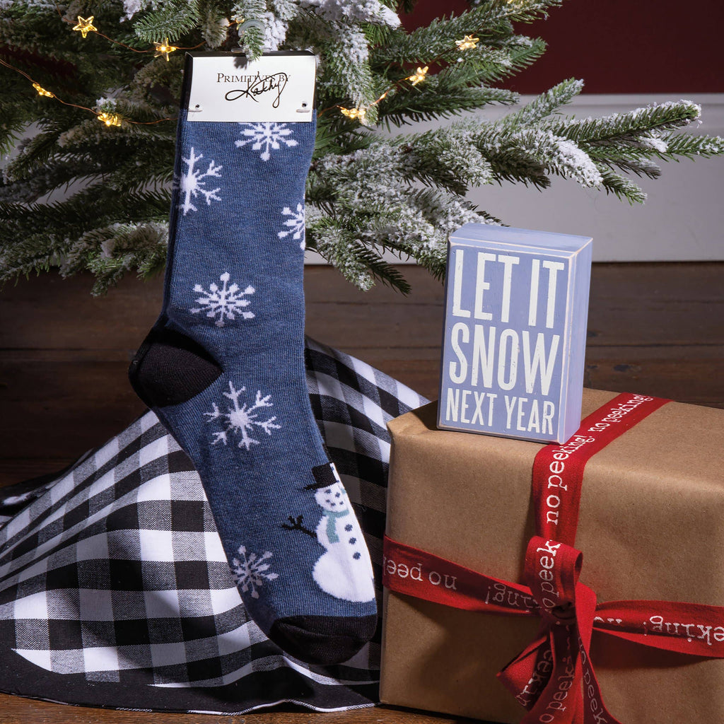 Let It Snow Next Year Box Sign And Sock Set