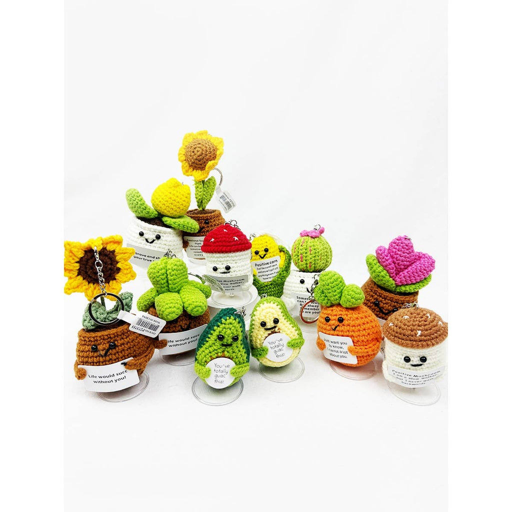 Happy Plant and Vegi Crochet Keychain