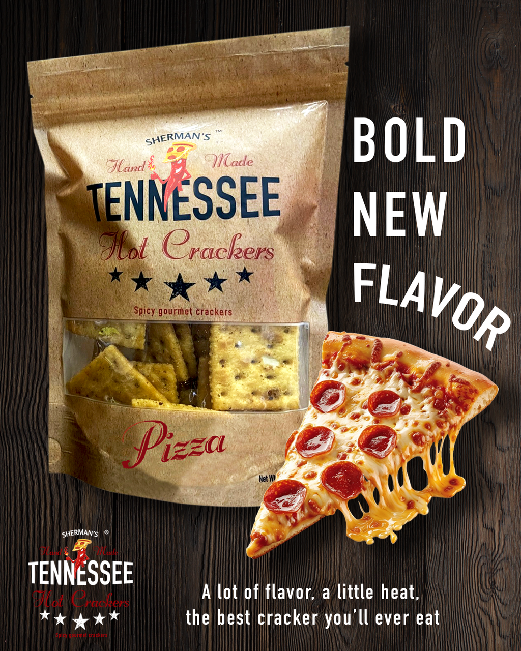NEW! Sherman Tennessee Hot Crackers Pizza Flavor 30CT