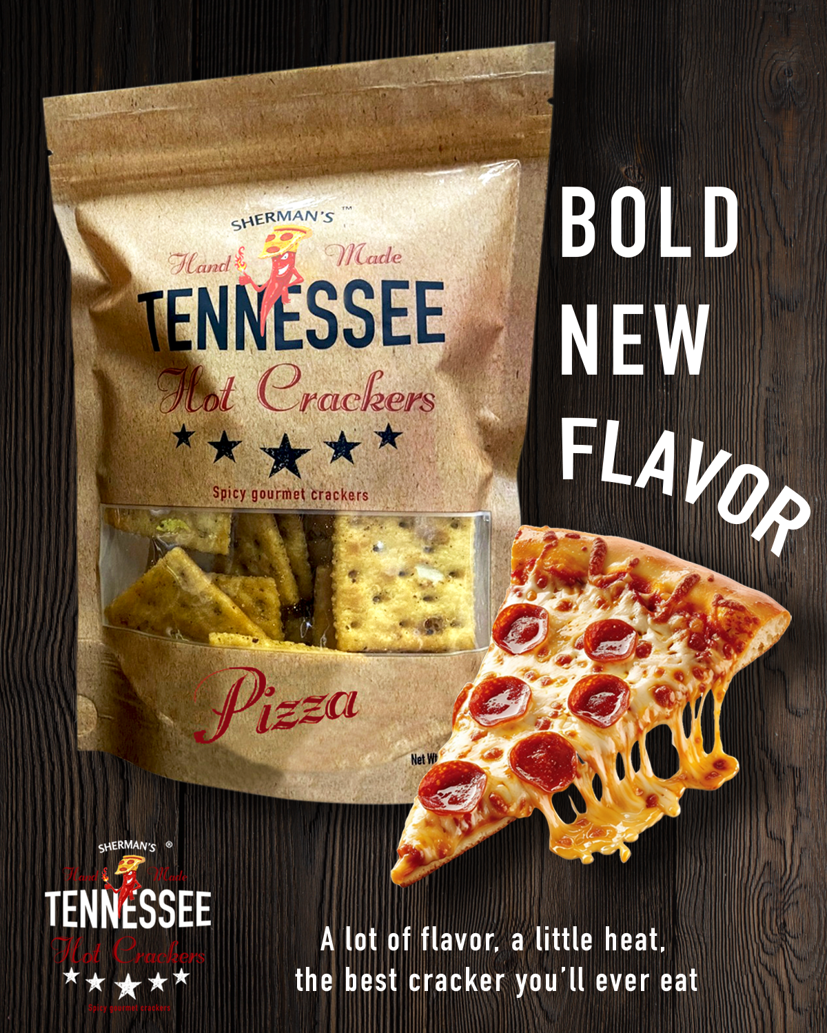 NEW! Sherman Tennessee Hot Crackers Pizza Flavor 30CT