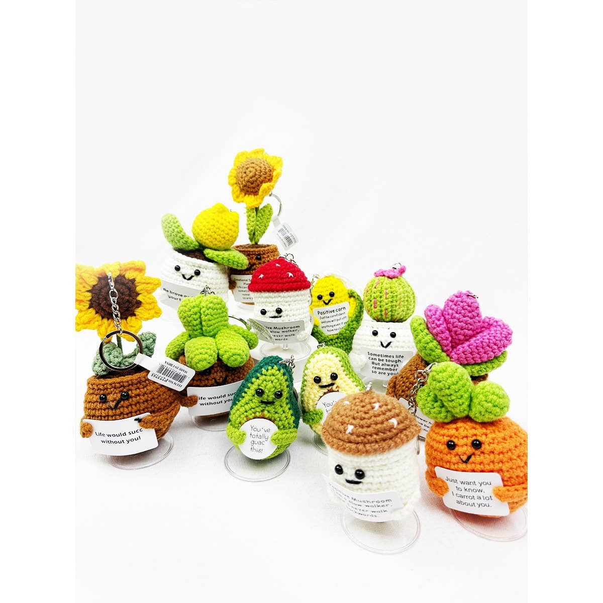 Happy Plant and Vegi Crochet Keychain