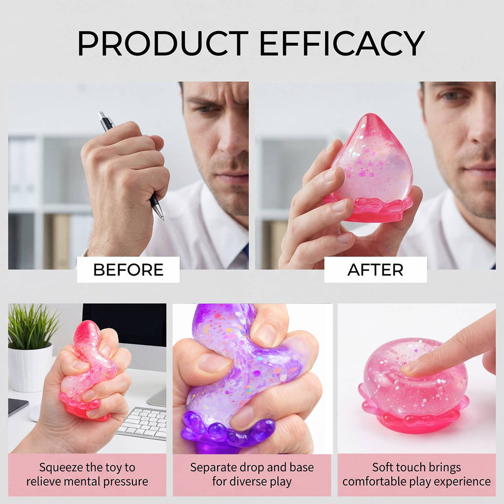 TPR Water Drop Detachable Squeeze Stress Relief Squishy Toy