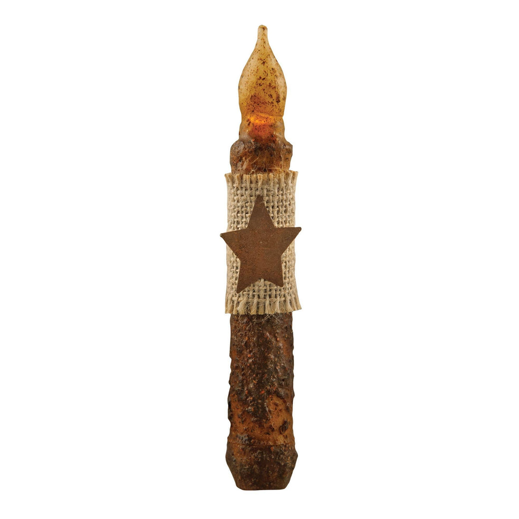 Burnt Mustard Burlap Star BOC Taper - 6" Timer