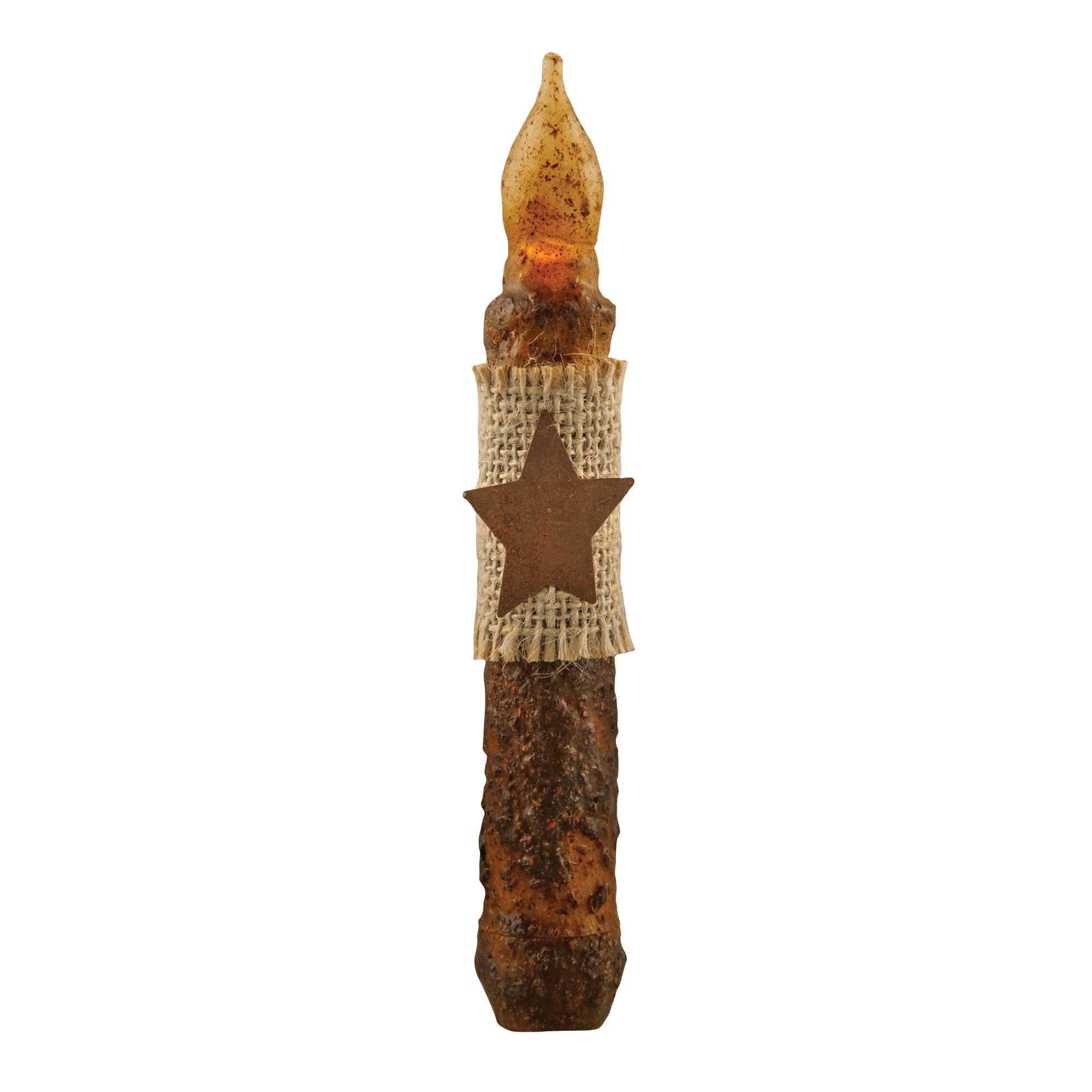 Burnt Mustard Burlap Star BOC Taper - 6" Timer