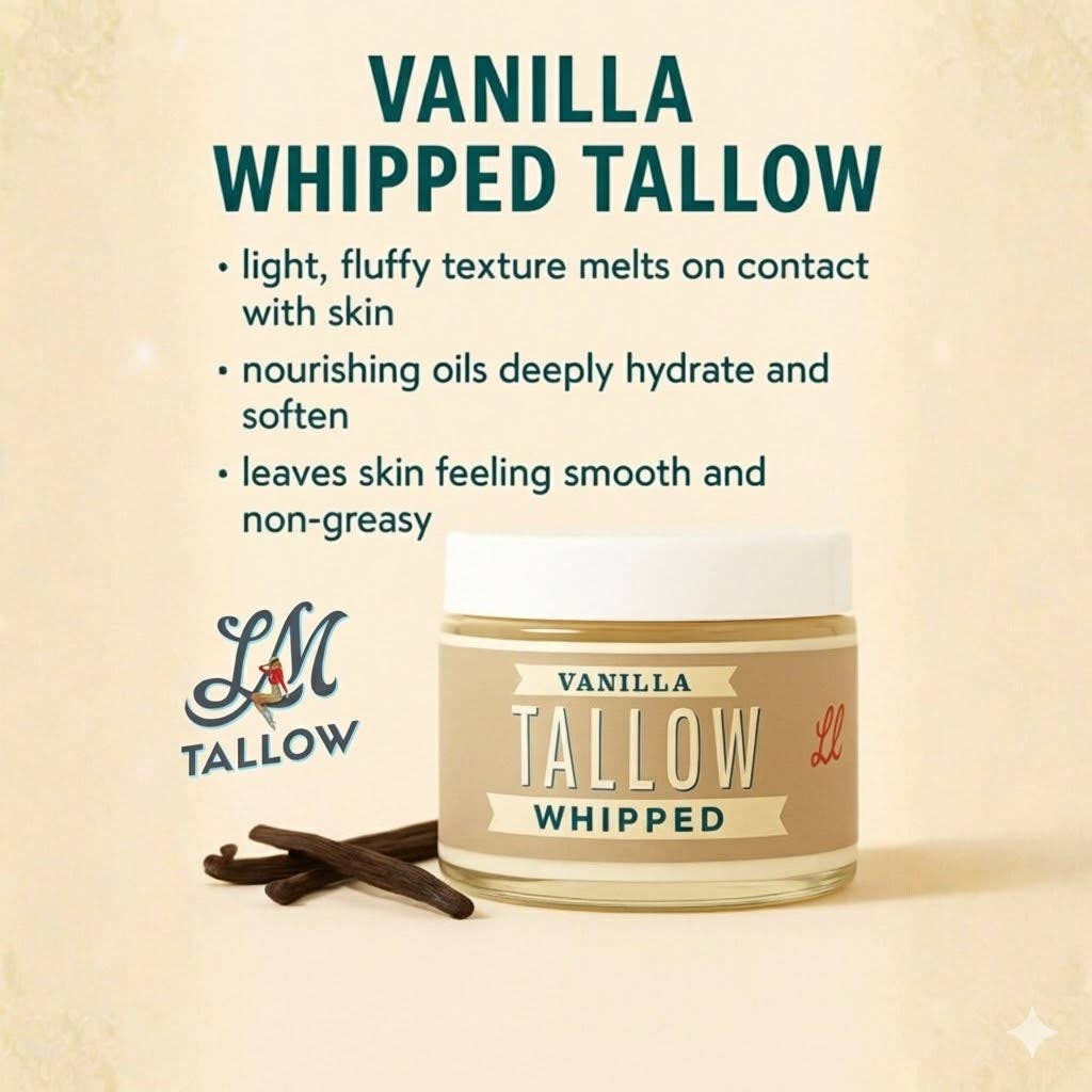 Vanilla Whipped Tallow Moisturizer – | Premium Beef Tallow Skincare | Lady May Tallow