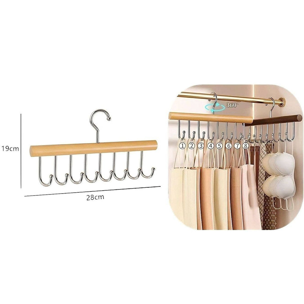 Eight Fish Hooks Organize Wood Hanger