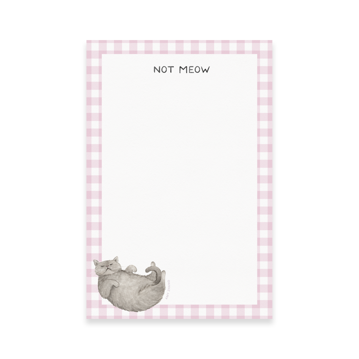Not Meow — Sassy Cat Lovers Gingham To Do List Notepad