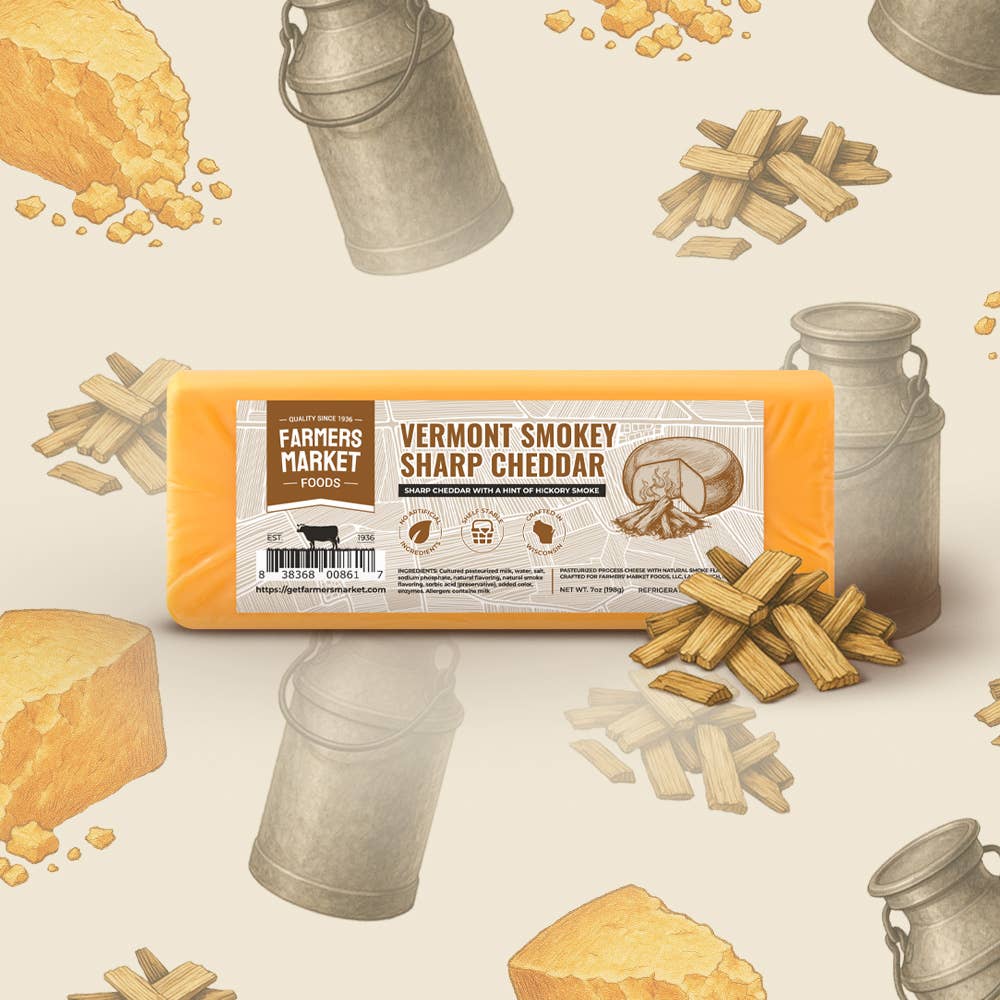 Vermont Smokey Sharp Cheddar 7oz (Shelf Stable) (12ct)