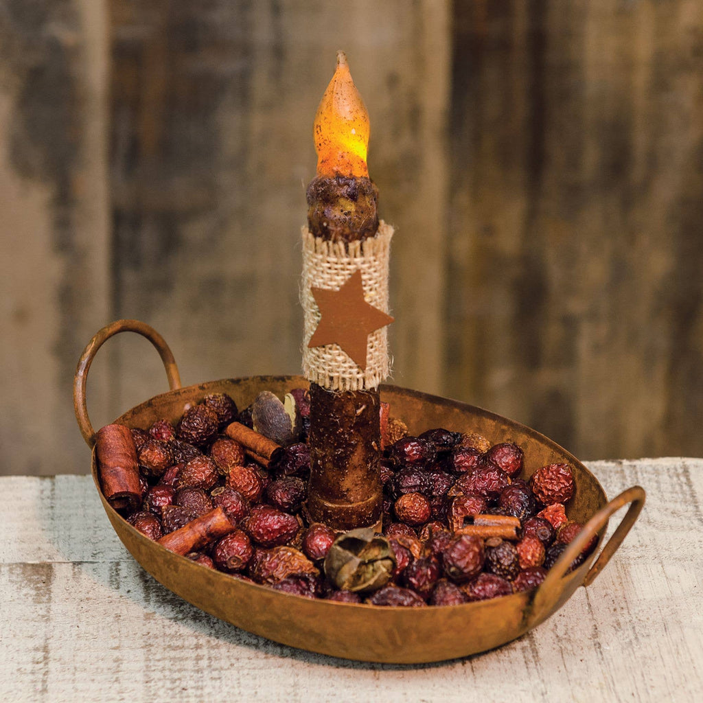 Burnt Mustard Burlap Star BOC Taper - 6" Timer