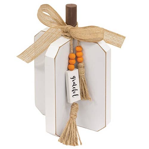 Small Fall Words Wooden Interlocking Pumpkin, 2 Assorted