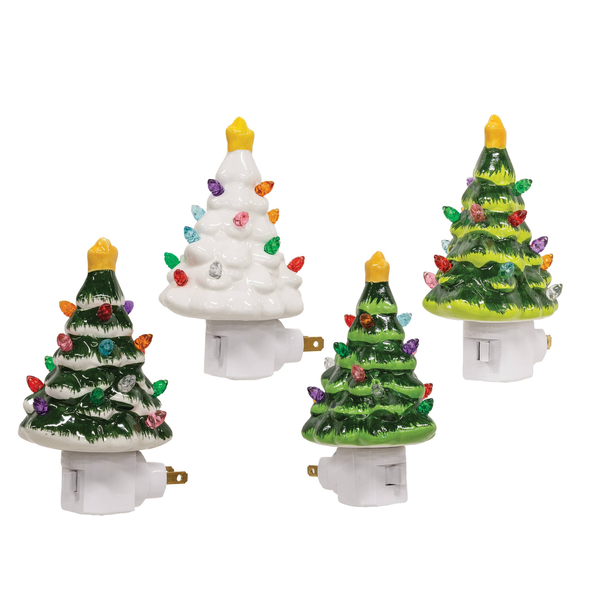 Ceramic Christmas Tree Nightlight - 4 Assorted