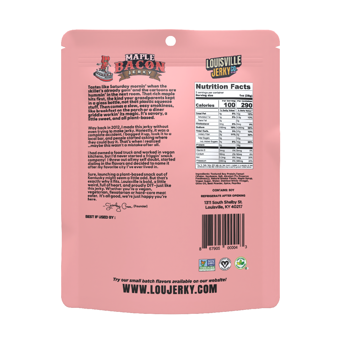 Vegan & Plant Based Maple Bacon Jerky 3 oz