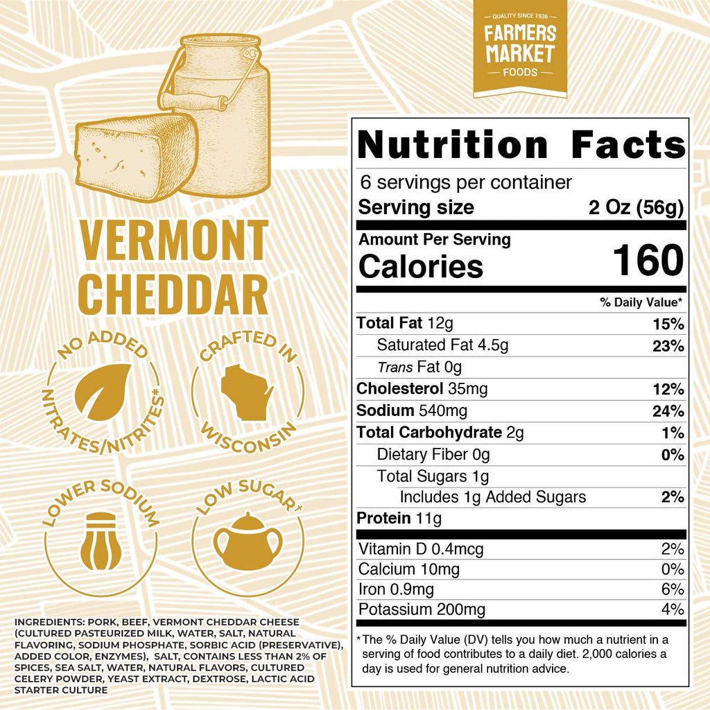 No Nitrate/Nitrite Vermont Cheddar Summer Sausage 12oz