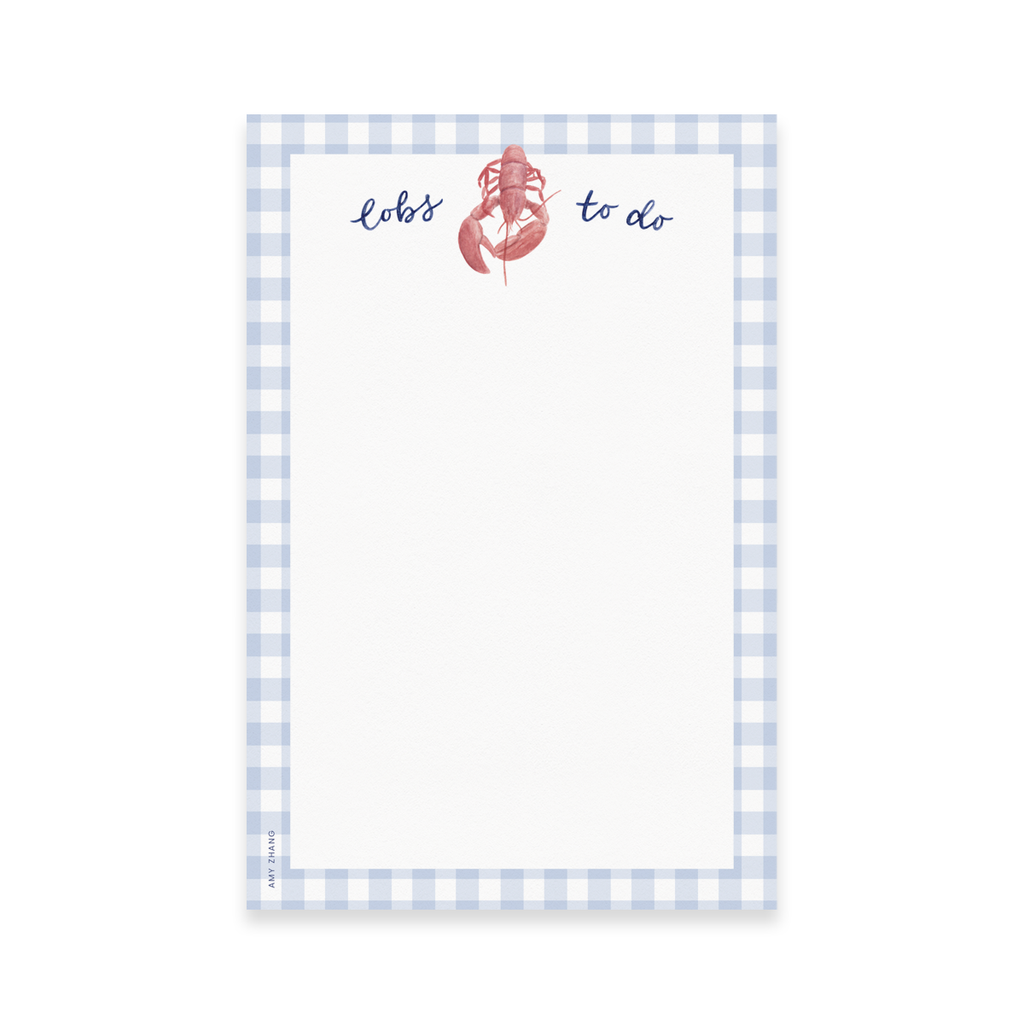 Lots To Do Lobster — Coastal New England Gingham Notepad