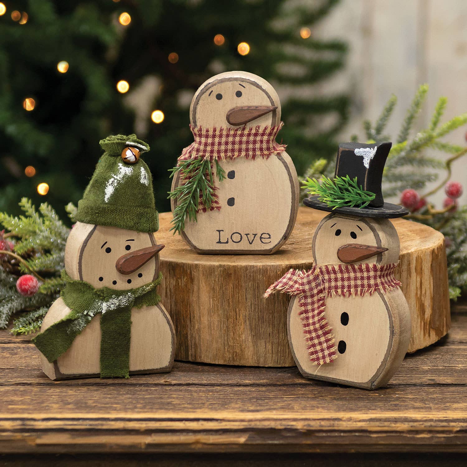 Chunky Wooden Snowman Sitter, 3 Assorted