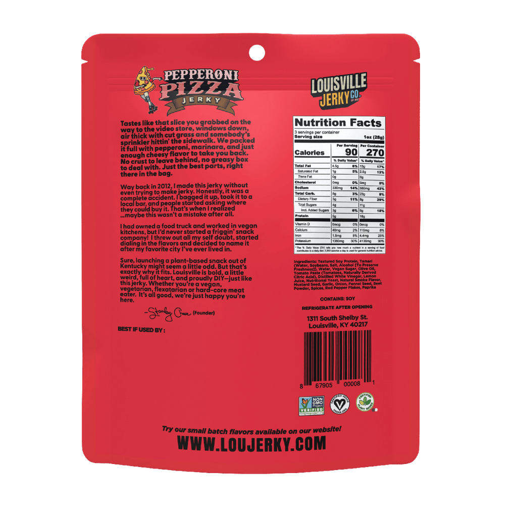 Vegan & Plant Based Pepperoni Pizza Jerky 3 oz