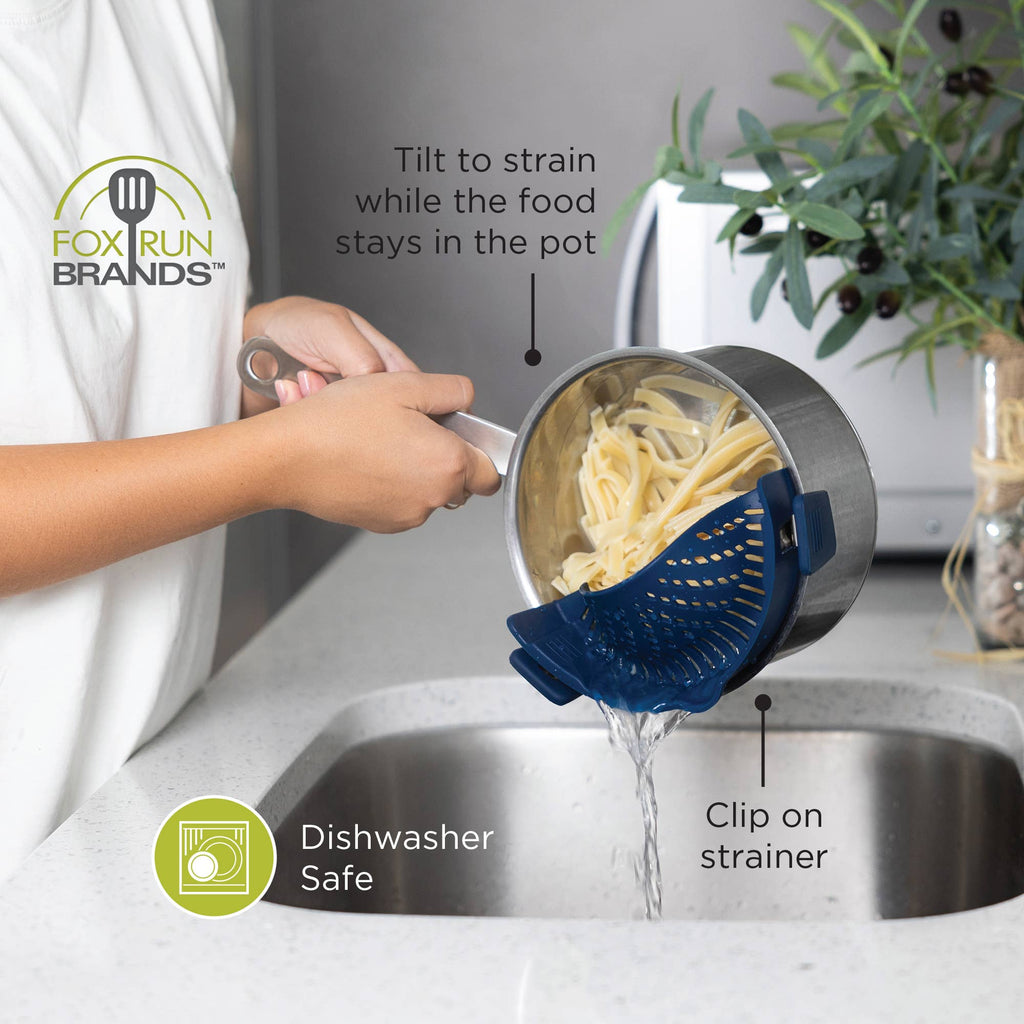 Fox Run Silicone Clip On Pot Strainer, 9” x 3.8” x 2.4”