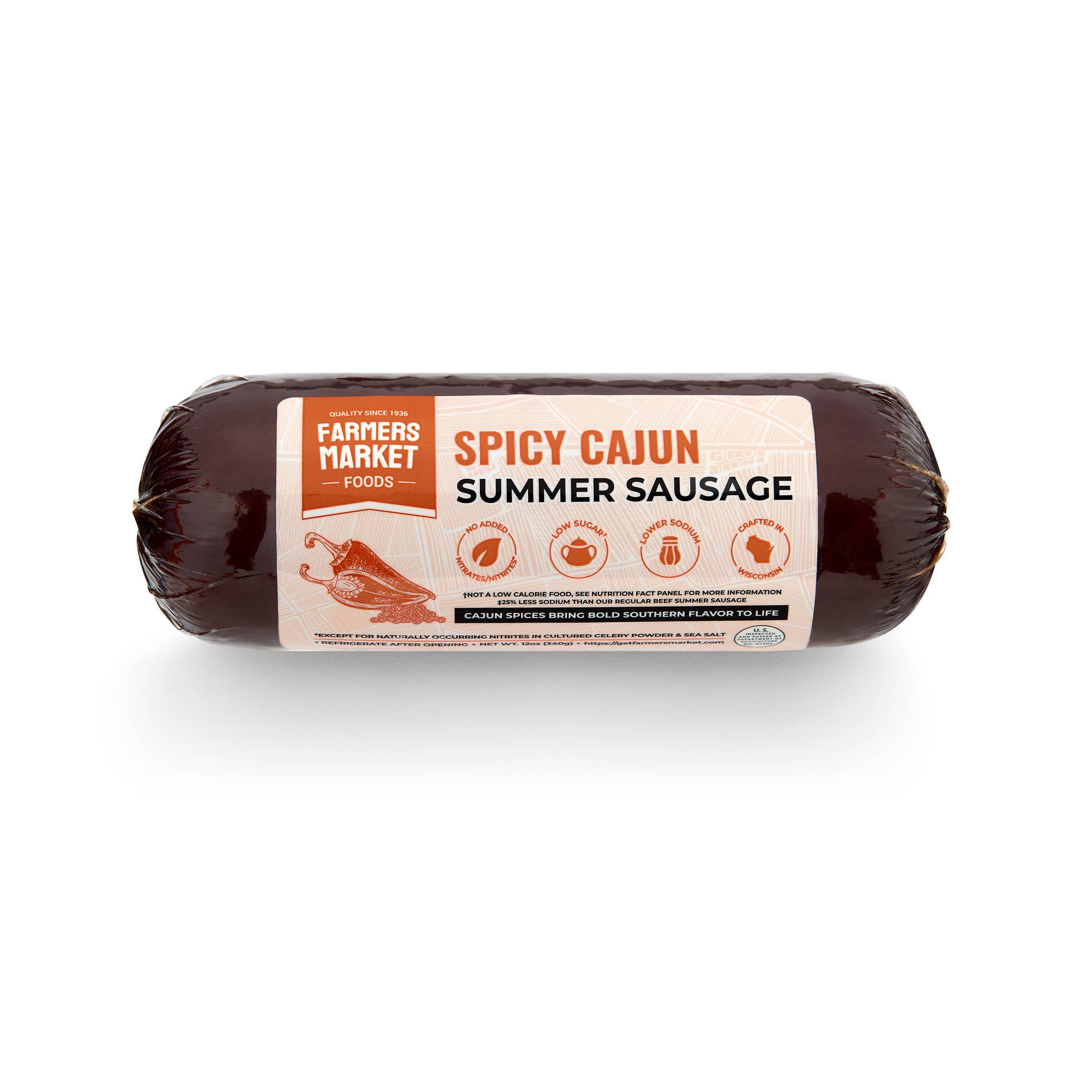 No Nitrate/Nitrite Spicy Cajun Summer Sausage 12oz