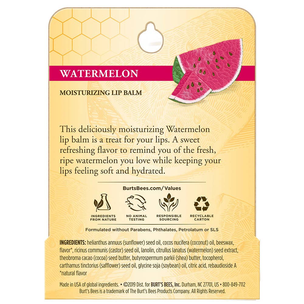 Beeswax Watermelon Lip Balm Blister Box