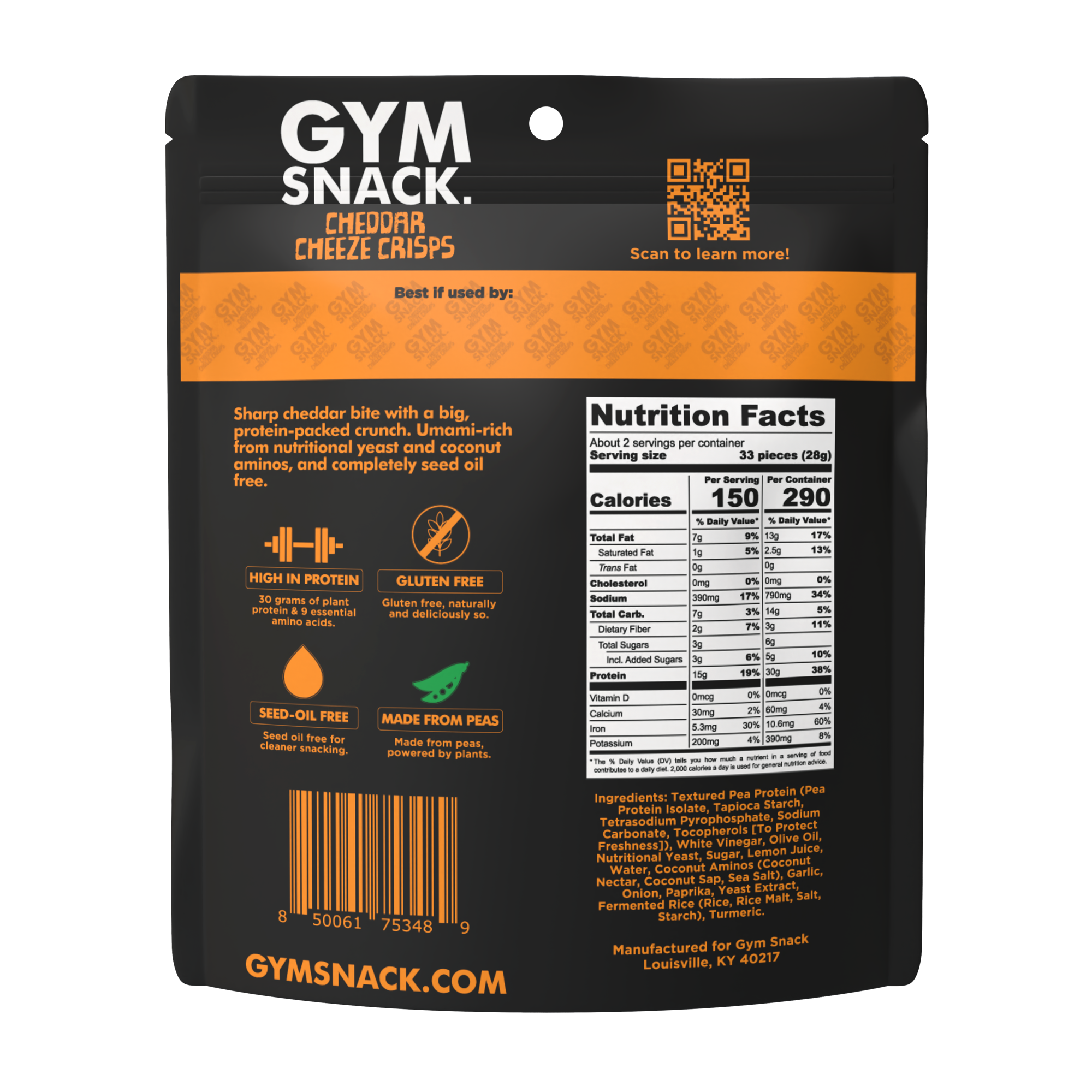 Cheddar Cheeze Gym Snack - Plant-Based Protein Snack