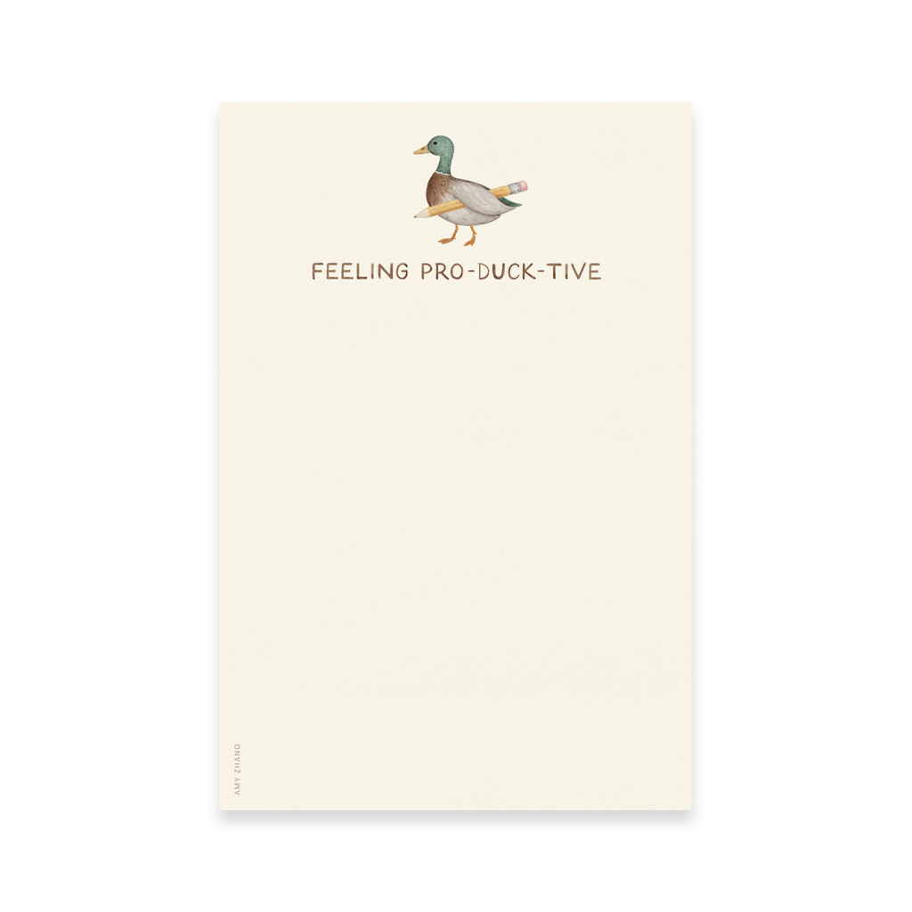 Feeling Productive — Cute Duck And Pencil Pun Notepad