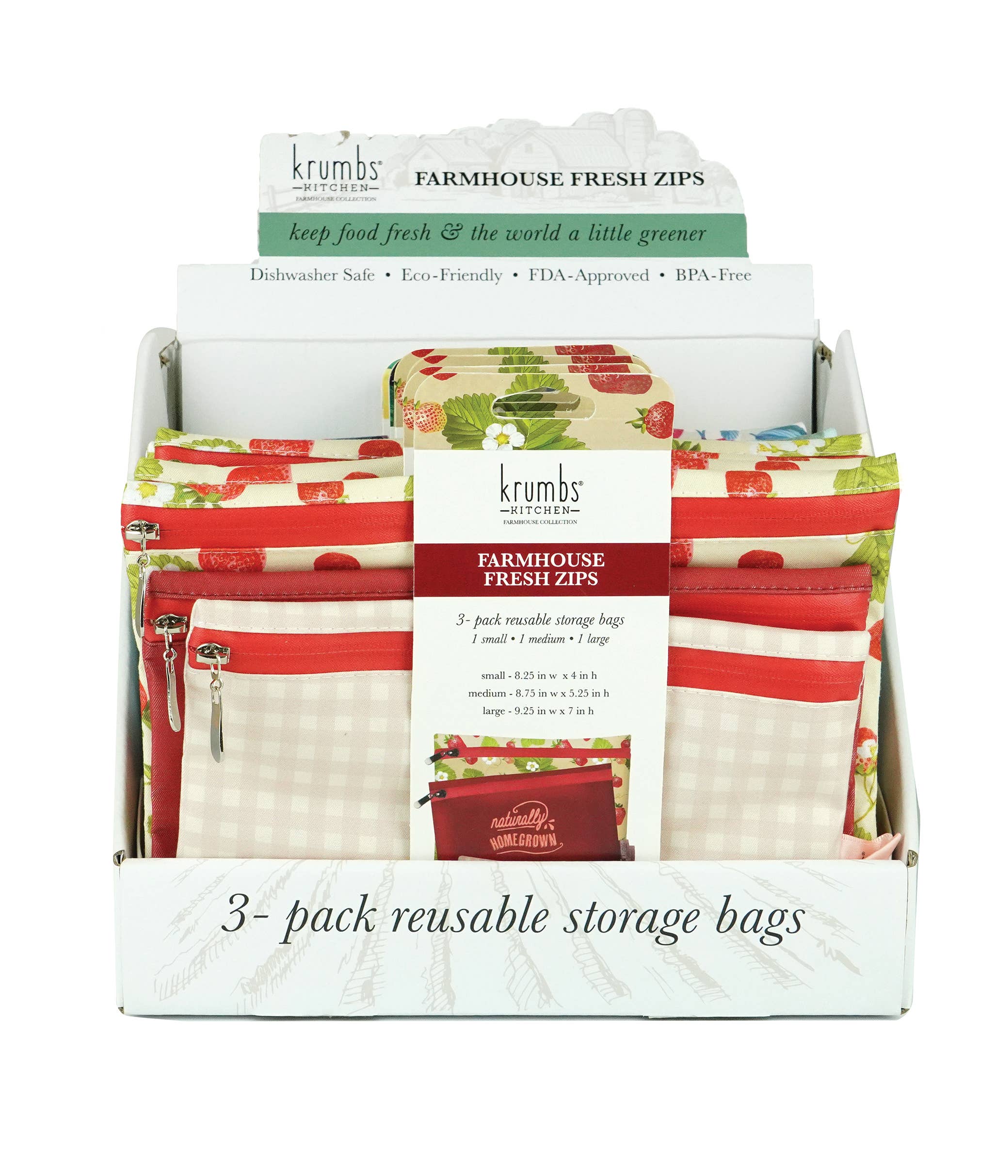 Krumbs Kitchen Farmhouse 3-Pack Reusable Storage Bags
