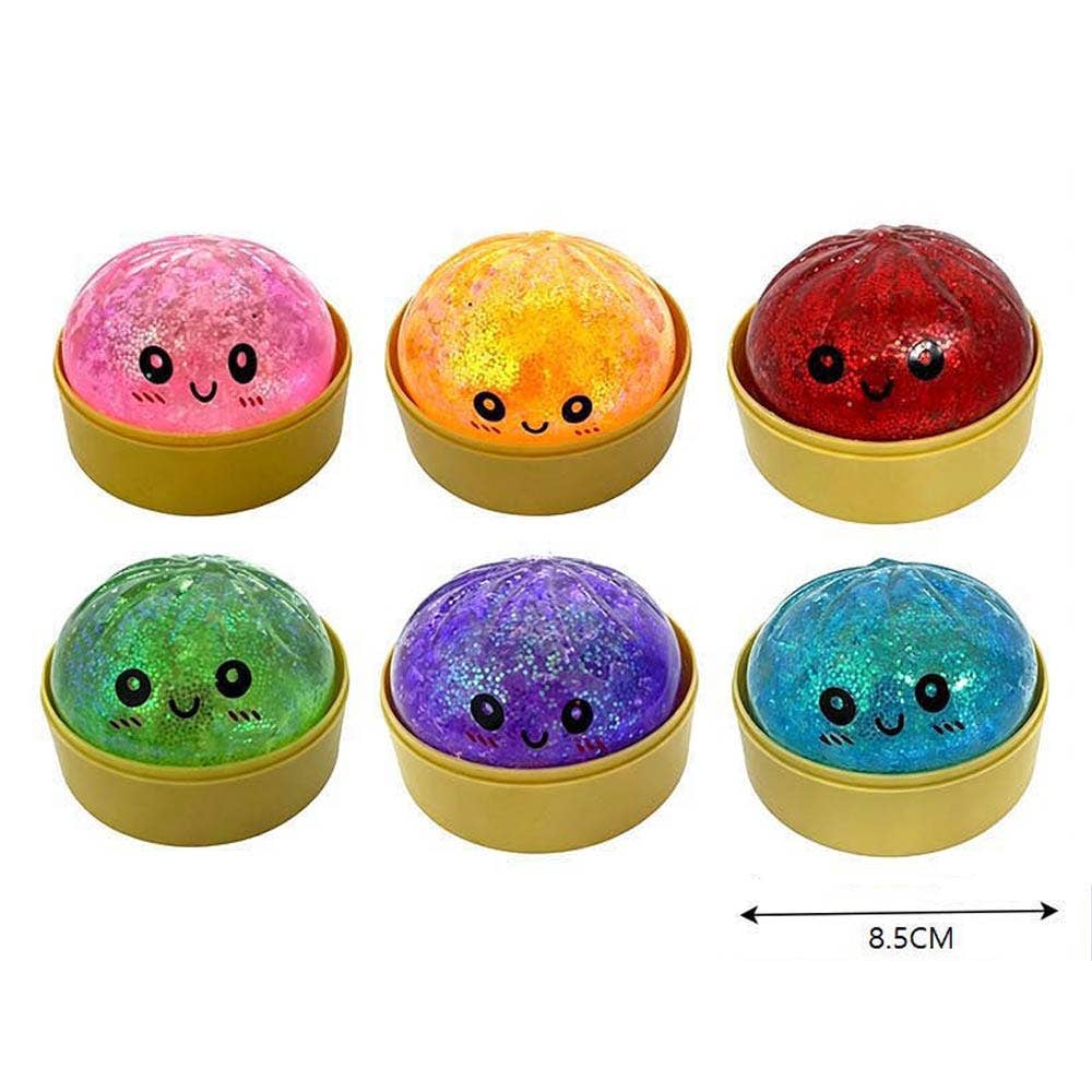 12PCS - Glittered Steamed Bao Bun Dumpling Squeeze Squishy Stress Relief Toy