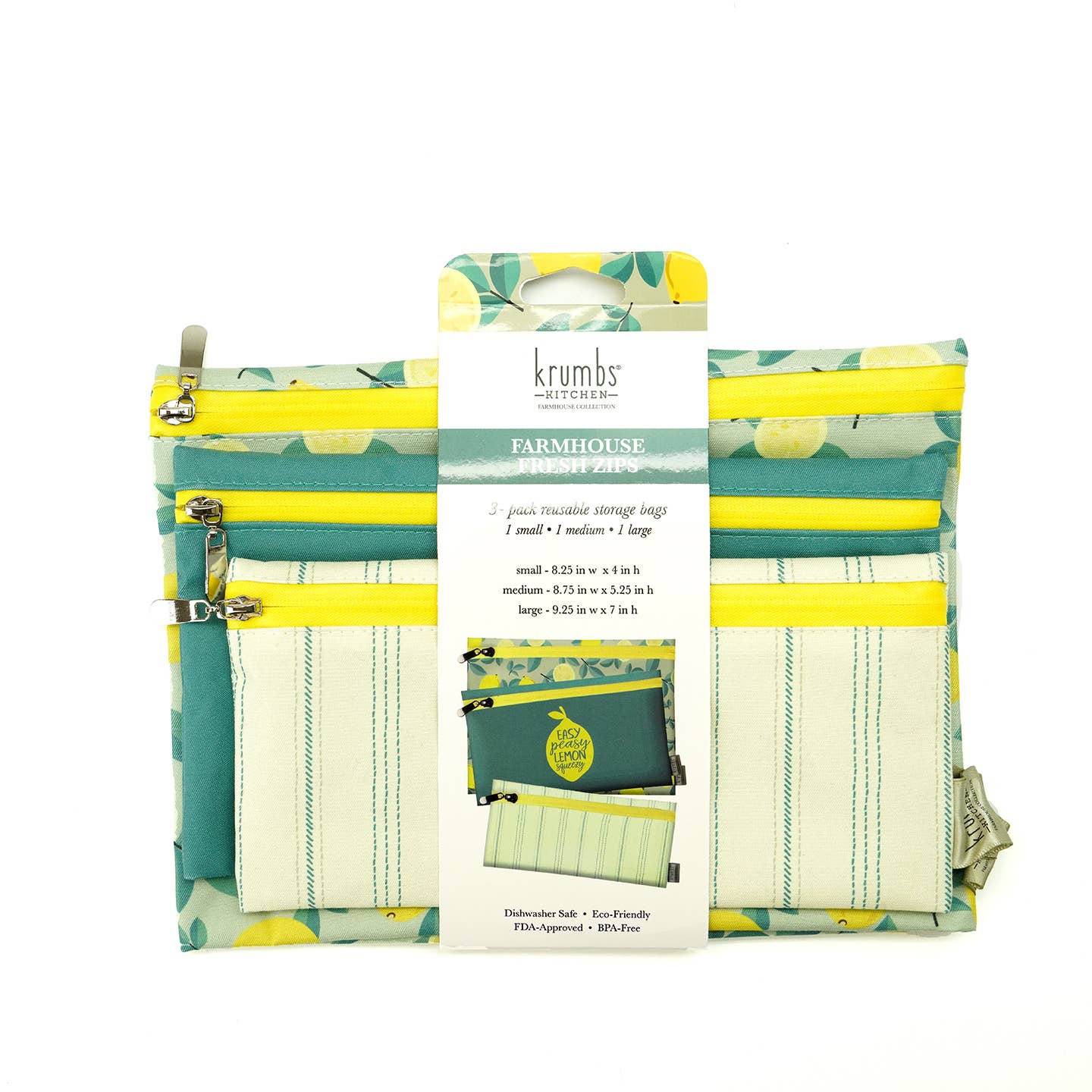 Krumbs Kitchen Farmhouse 3-Pack Reusable Storage Bags