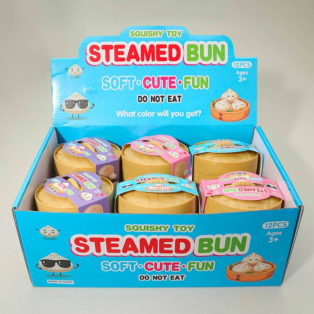 12PCS - Glittered Steamed Bao Bun Dumpling Squeeze Squishy Stress Relief Toy