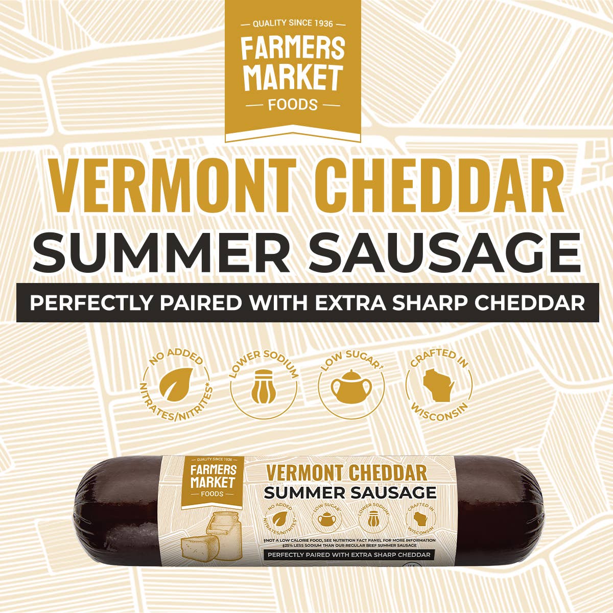 No Nitrate/Nitrite Vermont Cheddar Summer Sausage 5oz (24ct)