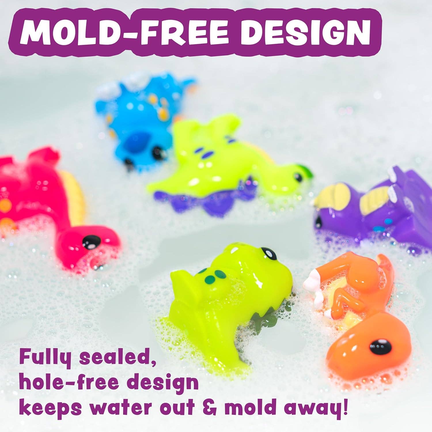 Tub Works® Dinosaur Mold Free Bath Toys, 6 Pack